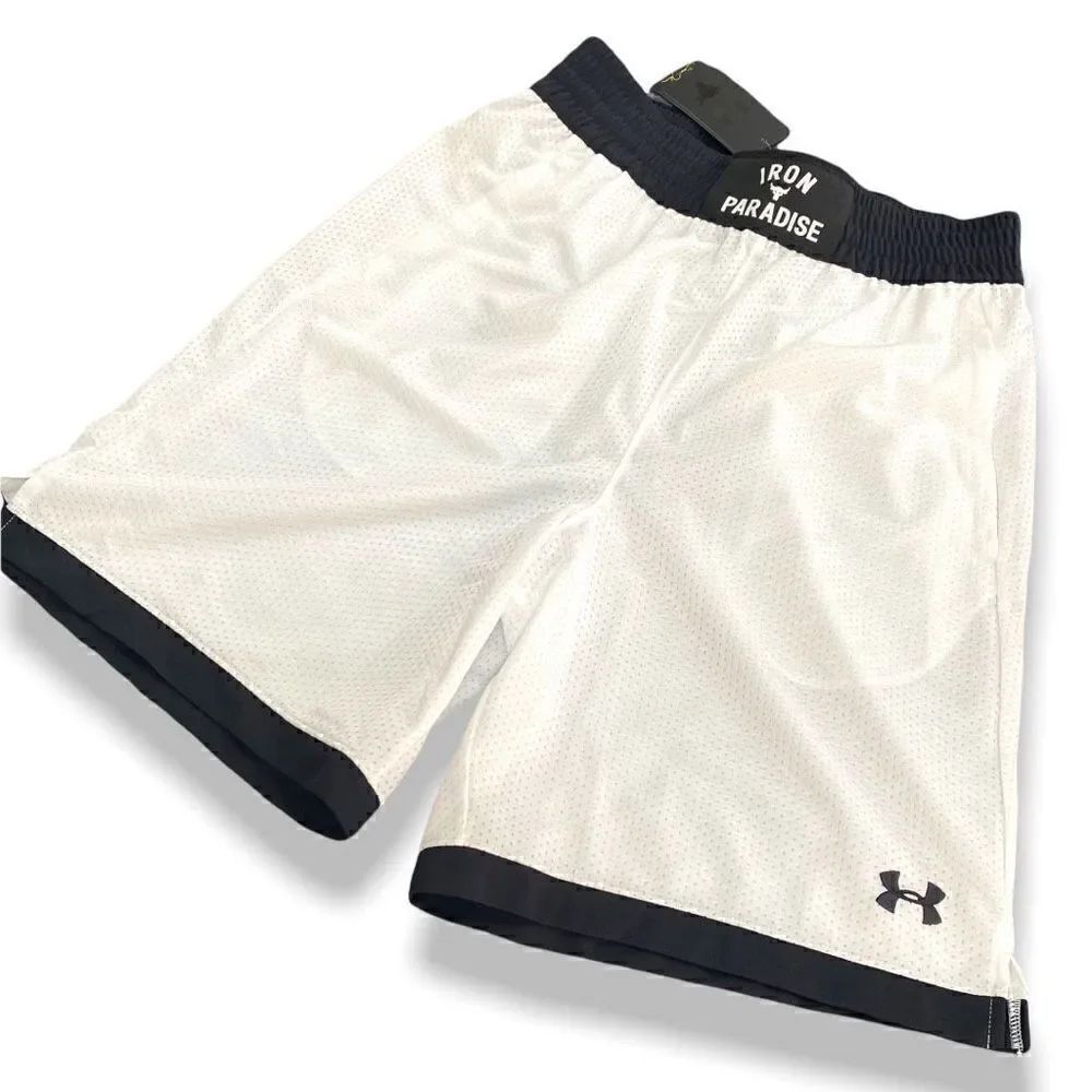Under Armour UA Project Rock Iron Paradise Mesh Shorts White 1361618-100 size M